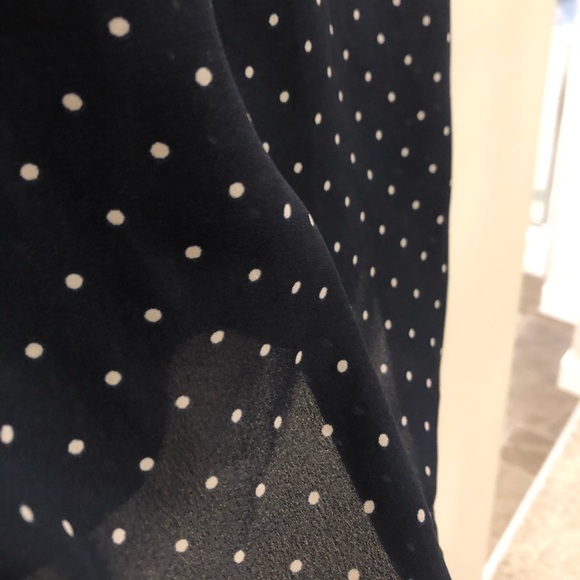 Navy Polka Dot Sheer Sleeveless Blouse - Picture 5 of 5